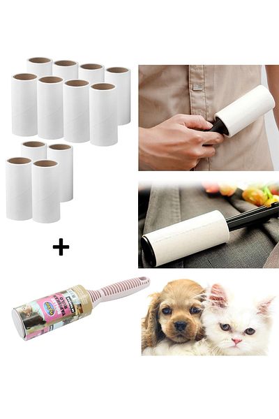 SUNVEO Sunveo 60 Sheets Adhesive Lint Collection Brush 12 Spare Rolls