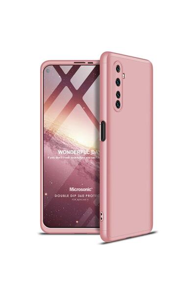 Microsonic Realme 6 Uyumlu Kılıf Double Dip 360 Protective Rose Gold