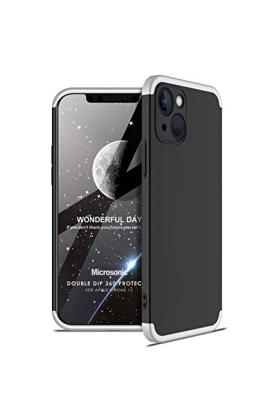Microsonic Iphone 13 Uyumlu Kılıf Double Dip 360 Protective Siyah Gri