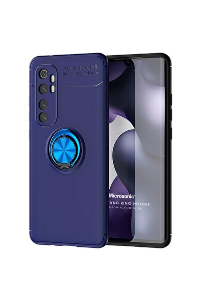 Microsonic Lacivert Microsonic Mi Note 10 Lite Kılıf Kickstand Ring Holder