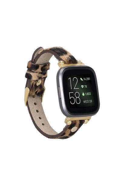 PLM Fitbit Versa-versa Lite-versa 2 Uyumlu Deri Kordon Gt Tüylü Leopar