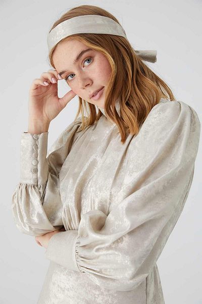 Manuka Glitzerndes Abendkleid Beige