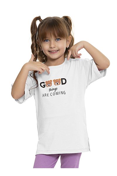 Toçka Bear Printed Summer Tunic and T-shirt - Loose Fit