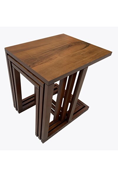 Evim-E Aksesuar Riva 3'lü C Zigon Sehpa-ceviz Kaplamalı-tamamı Ahşap