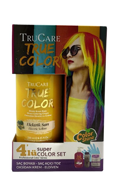 Trucare Truecolor Neon Elektrik Sarı Saç Boyası Seti Saç Açıcı Ve Eldivenli