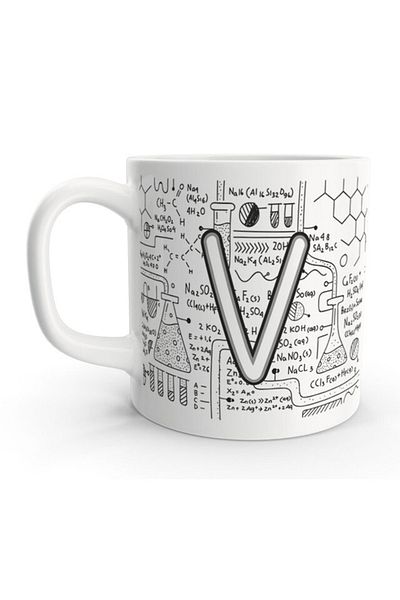 Rock'n Fox Letter V Chemistry Formula Science Design Letter Mug