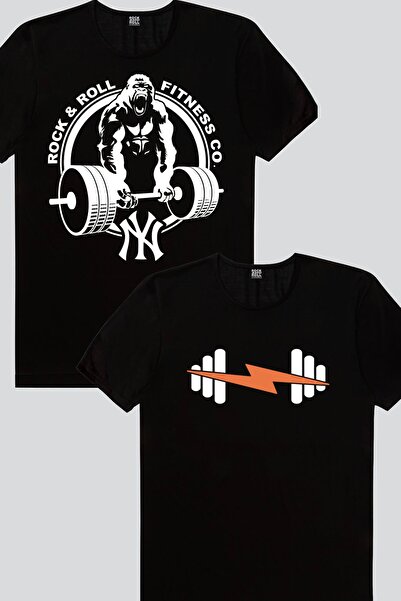 ROCKANDROLL Tricou Șimşek Spor Black, Gorilla Gym pentru bărbați Eco Pack de 2