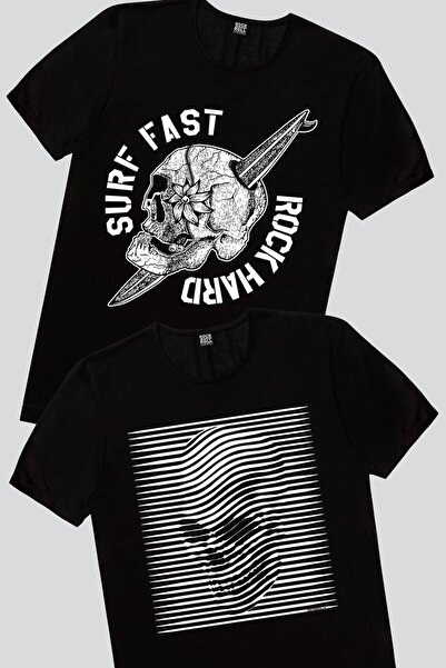 ROCKANDROLL Tricou pentru femei Stripe Head, Surf Skull Eco Pack de 2