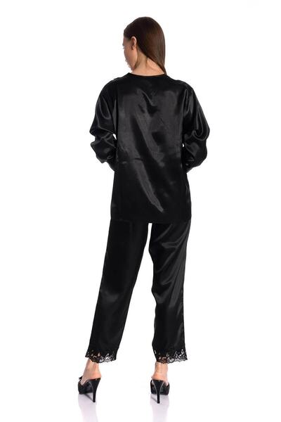 Espuar Women's Powder 6 Piece Lace Detailed Satin Nightgown-dressing gown-pajamas-shorts Dowry Set 1310