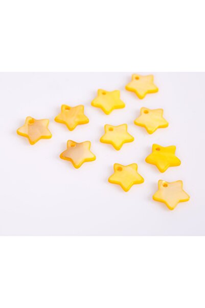 yfhobi 10 Adet- 12 Mm Yıldız Desenli Doğal Sedef Boncuk, Sarı Renk, Doğal Taş Boncuk