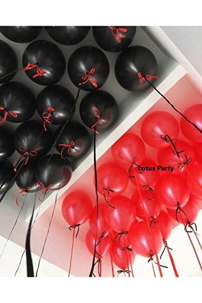 LOTUS PARTY 30 Pieces - Black - Red - Balloon Set