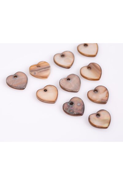 yfhobi 10 Adet- 11 Mm Kalp Desenli Doğal Sedef Boncuk, Kahve Renk, Doğal Taş ...