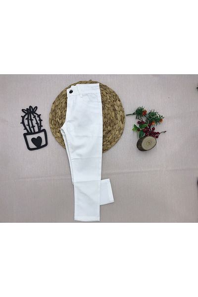 İ.Can Boy's Linen Colored Trousers Cream Color