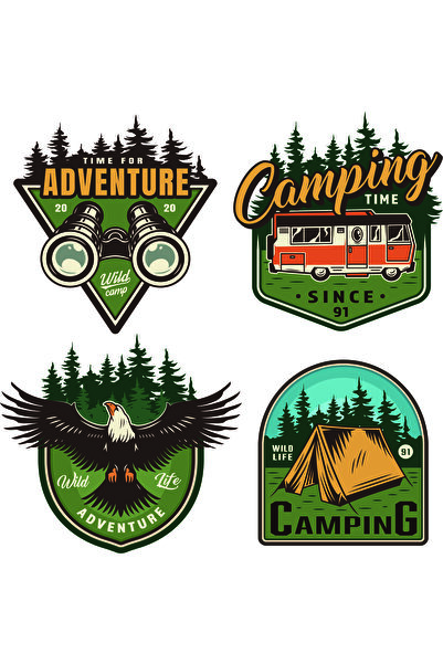 BlazeArt Kamp Temalı Otomobil Karavan Sticker Seti