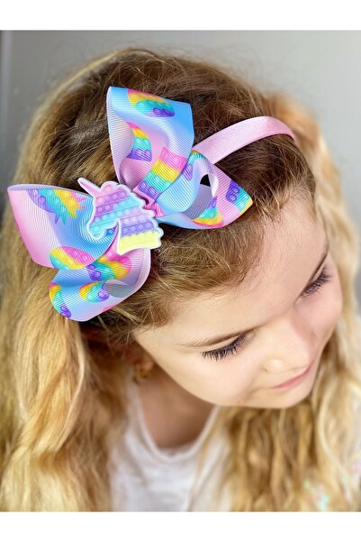 QUEEN AKSESUAR Coroană pentru copii Pop It Unicorn cu fundă, curcubeu colorat, coroană Popit