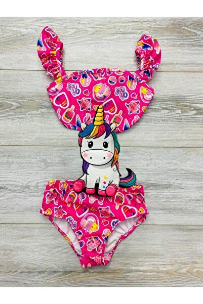 Pink Hippo Kids Unicorn Detaylı Kız Çocuk Mayokini