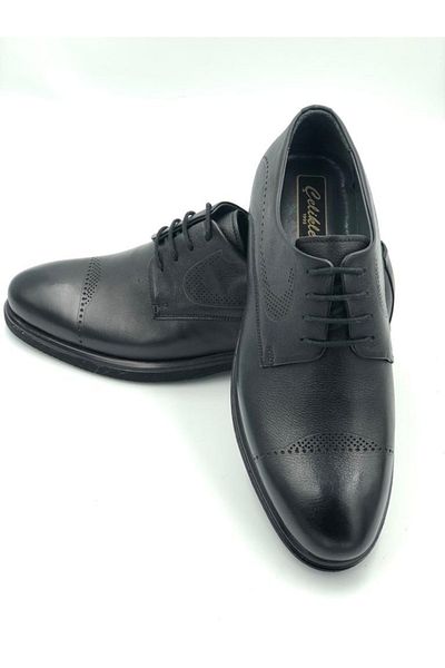 çelikler Genuine Leather Black Laced Men's Classic Shoes