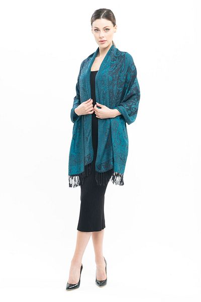K&B PASHMINA Şal de casmir |   Negru Albastru |   Nu conține poliester |   Design de bună calitate și elegant