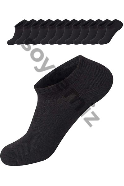 SOYTEMİZ Unisex Cotton Invisible Sneakers Sports Socks Black 12 Pairs