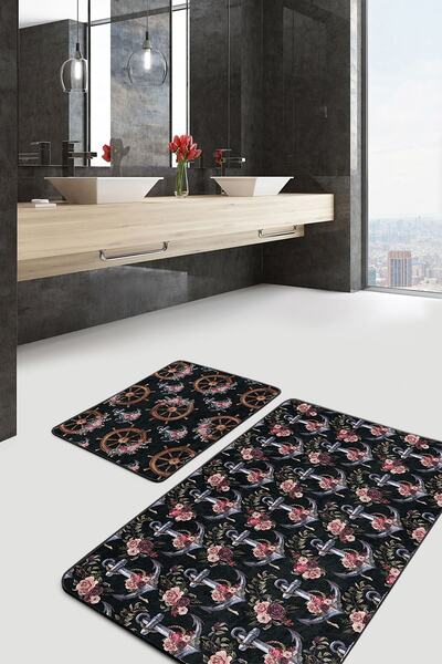 Realhomes Black Floor Anchor Rudder Special Designed 2-Piece Non-Slip Base Ba...