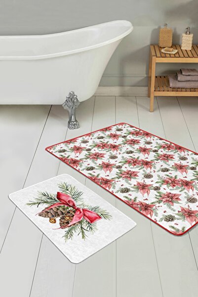 Realhomes طقم سجادة للحمام والمطبخ مكون من قطعتين مطبوع رقميًا على شكل مخروط ...