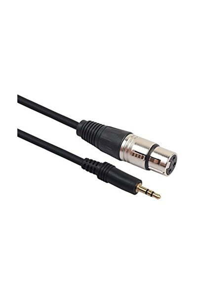 Alfais 5032 Xlr Mikrofon 3.5mm Çevirici Adaptör Dönüştürücü 3 Pin Dişi Ses Kablosu, Siyah