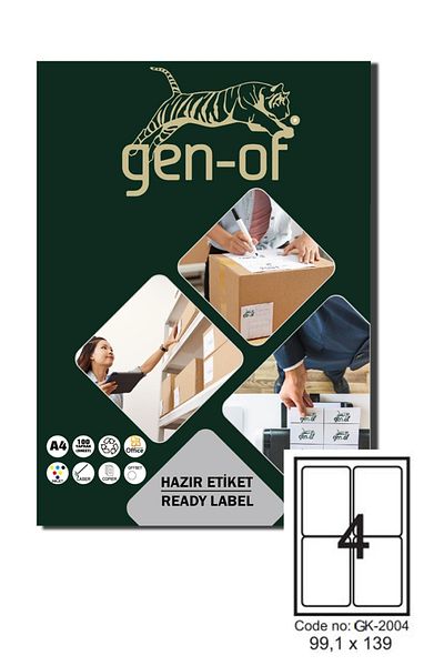 Gen-Of Gk-2004 Laser Label 99.10x139 100 Sheets (400 Labels)