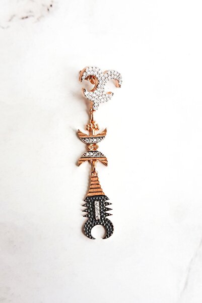 MorMajor Silver Tekli Mitolojik Akrep Kuyruklu Tribal Gümüş Küpe