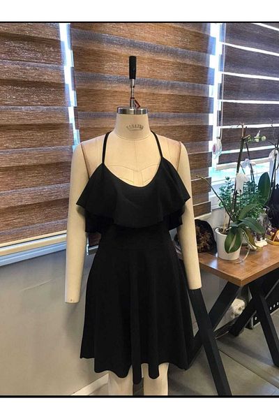 Secret Passion Lingerie Μαύρο μίνι φόρεμα με λουράκι - Kiloş Decollete, Lycra Crepe Fabric 581815 664