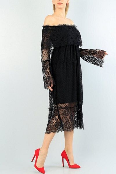 Secret Passion Lingerie Βραδινό φόρεμα από τούλι με μαύρο Guipure, Φόρεμα επιστροφής στο σπίτι, Φόρεμα αρραβώνων, Φόρεμα γάμου Cix Md- 161163