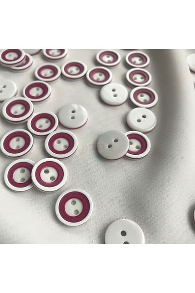 Bukle İplik 23 Size Two Holes Burgundy White Layered Button (50 Pieces)