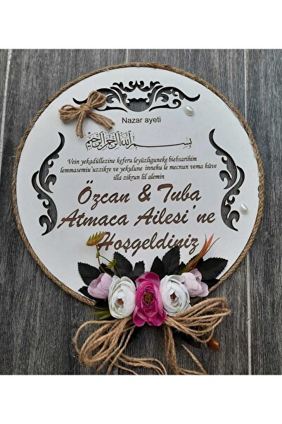 KAĞAN SÜS Çiçekli Beyaz Kapı Süsü