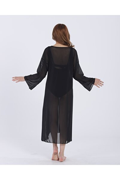vawensea Women's Long Sleeve Pareo Beach Dress Black