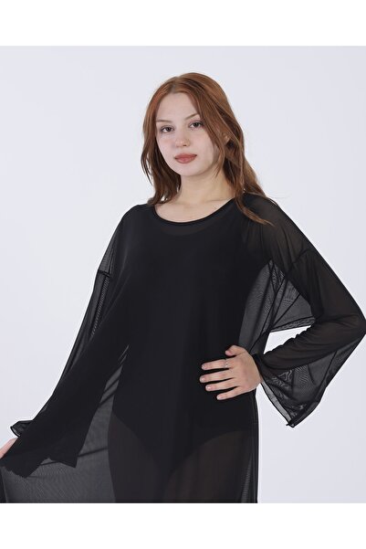 vawensea Women's Long Sleeve Pareo Beach Dress Black