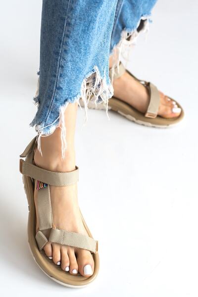 Allyup Unisex Μπεζ Velcro Σανδάλια - Άνετη ελαφριά σόλα, Ευέλικτα παπούτσια εξωτερικού χώρου 125