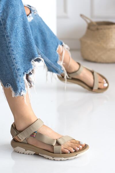 Allyup Unisex Μπεζ Velcro Σανδάλια - Άνετη ελαφριά σόλα, Ευέλικτα παπούτσια εξωτερικού χώρου 125