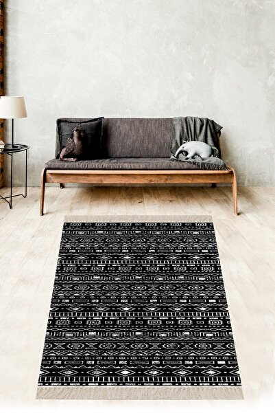 Pelangi Kilim Desenli Etnik Dijital Baskı Yıkanabilir Kaymaz Taban Modern Sal...