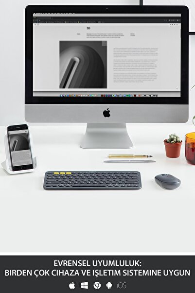 logitech K380 Klavye Bluetooth Türkçe Multi-Device Kompakt Kablosuz Siyah