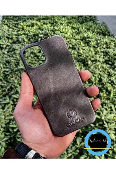 CüzCan Antrasit Iphone 13 Hakiki Deri Telefon Kılıfı