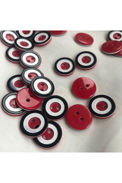 Bukle İplik 23 Sizes Two Holes Black White Red Ply Button (50 Pieces)