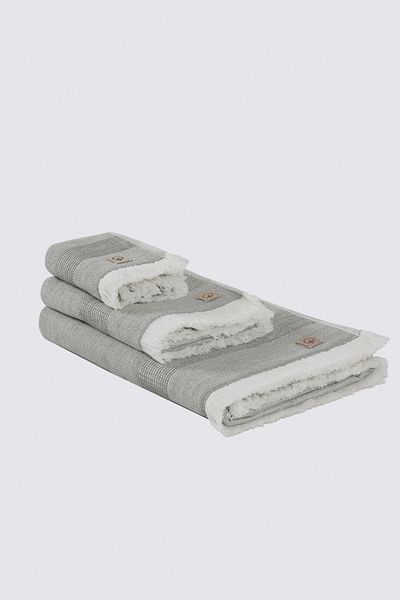 Ecocotton Σετ πετσετών Hasna 100% βαμβάκι/λινό 3 τεμαχίων πράσινο