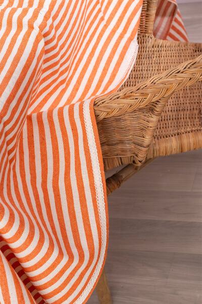 vivamaison Koral Striped Linen Lace Tablecloth