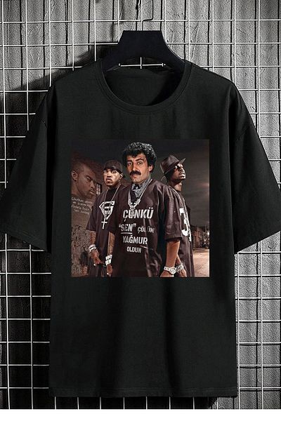 DEEPSENCE Unisex Oversize T-shirt Muslim Because You Front Print Black