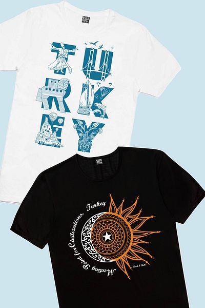 ROCKANDROLL Türkiye Crescent Star Negru, Türkiye Letters Alb Tricou pentru băiat Eco Pack de 2
