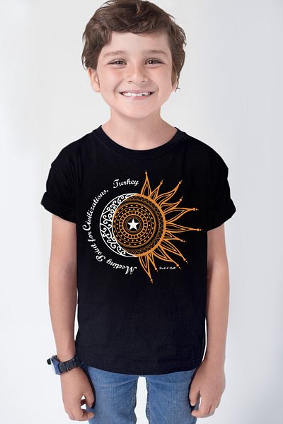 ROCKANDROLL Türkiye Crescent Star Negru, Türkiye Letters Alb Tricou pentru băiat Eco Pack de 2