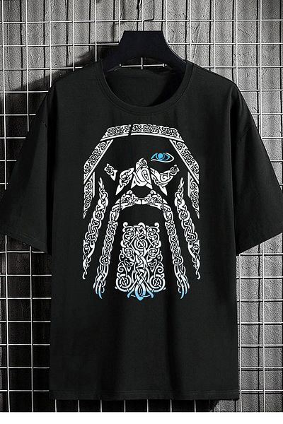 DEEPSENCE Men's Oversize T-shirt Wood Front Print Black