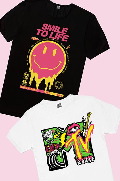 ROCKANDROLL Tricou negru pentru fete Smile at Life Meteve, pachet de 2