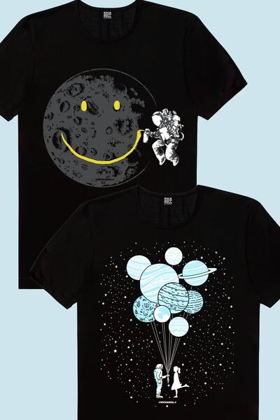 ROCKANDROLL Grafiti Astronaut, Balon Planeti Devojčica Majica 2-Pak Eko Paket