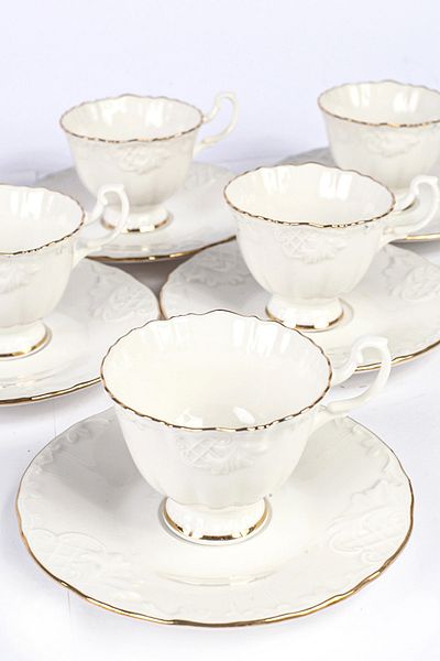 İpek Gilded Porcelain Coffee Cup Set for 6 People - Ros-100 62602