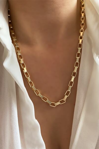 Liveyn Design قلادة كلاسيكية بسلسلة هندسية سميكة